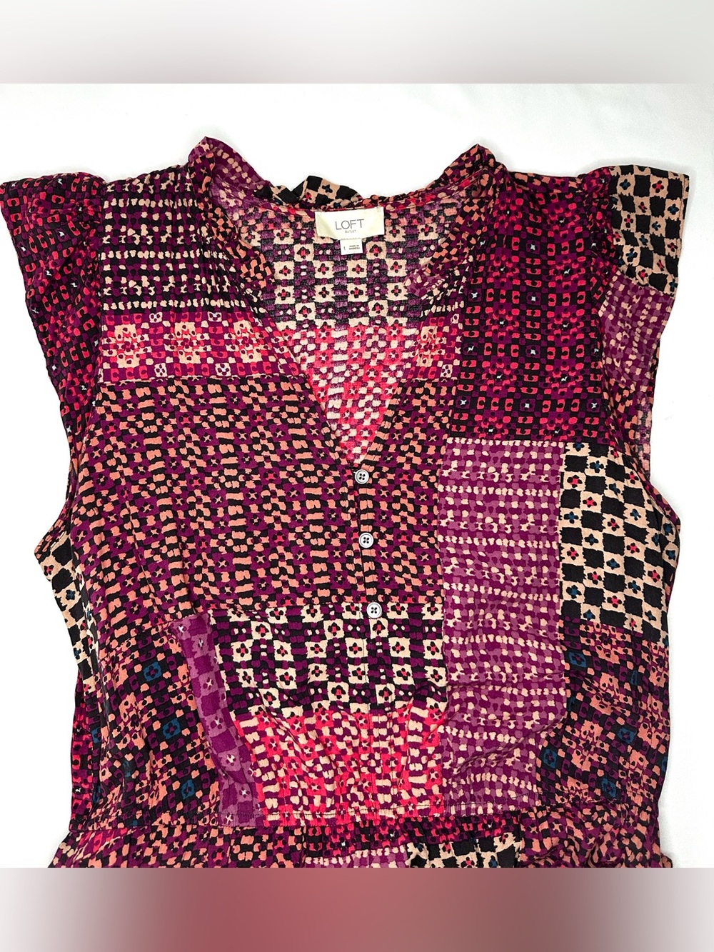 Loft Outlet Patchwork Maxi Dress Pink Women’s Size Large - Picture 3 of 6
